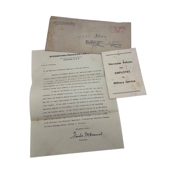 1944 International Harvester WWII Letter Booklet Ephemera Lot Chicago Knoxville - Picture 1 of 7